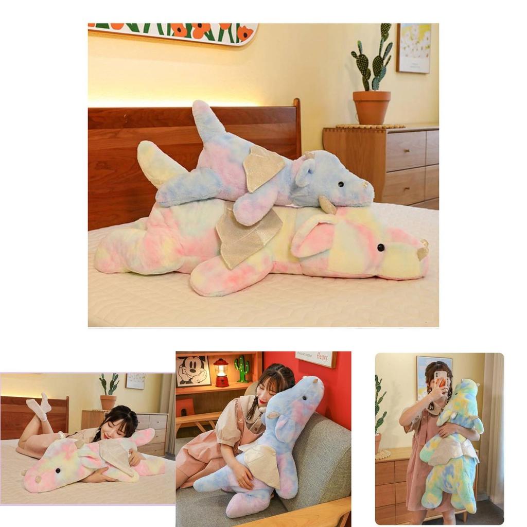 Colorful Small Dragon Plush Toy Pillow Tie-dye Dinosaur Doll Plushie Wholesale Gift