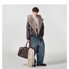 Giacca trapuntata corta unisex in cotone stile retrò americano con cappuccio e bordo in ecopelliccia, cappotto caldo invernale