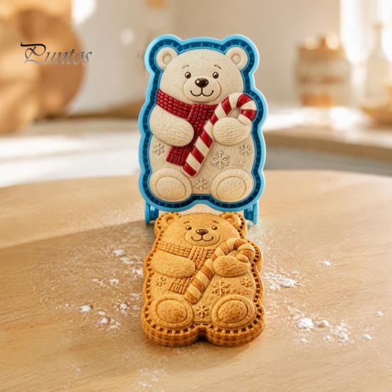 Festive Gingerbread Man Pastry Tools Christmas Mini Pie Mold, 3D Relief Embossed Hand Baking Holiday Pressed Dough Stamps Reusable DIY Press Mold for
