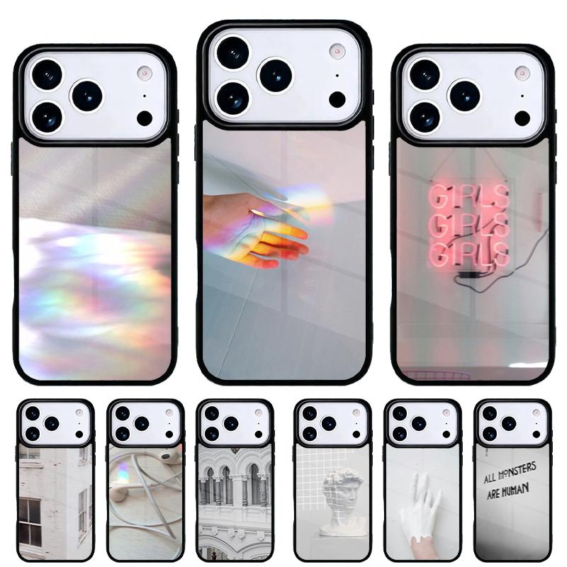 aesthetic white Phone Case for iPhone 17 16 15 14 13 Pro Max Back Cover for 12 11 Pro Coque