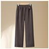 Middle-aged Women's High Waist Velvet-Lined Straight-Leg Warm Wool Pants