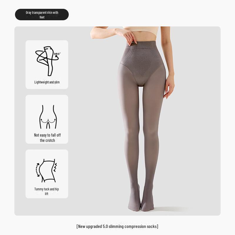"Autumn/Winter Sheer Nude High-Waist Velvet Leggings - Sexy Gray Pantyhose"