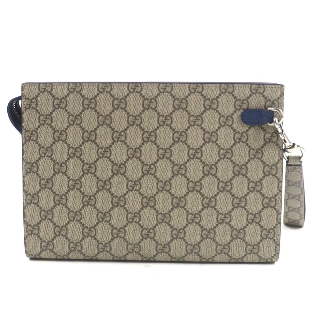 Gucci Clutch Tasche Beige blau GG Supreme Canvas Herren 768255 Gebraucht