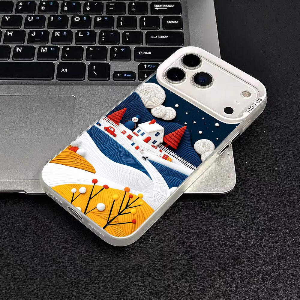 Snow scene painting Phone Case for iPhone17 16 15 14 13 12 11 Pro/ Max/Plus shock-proof rear cover anti-fingerprint