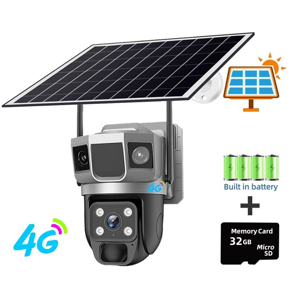 Güneş Enerjili Gözetim AOV Tam Renkli Gece Görüşü Dış Mekan Su Geçirmez 24 Saat Kayıt Güneş Enerjili Kamera