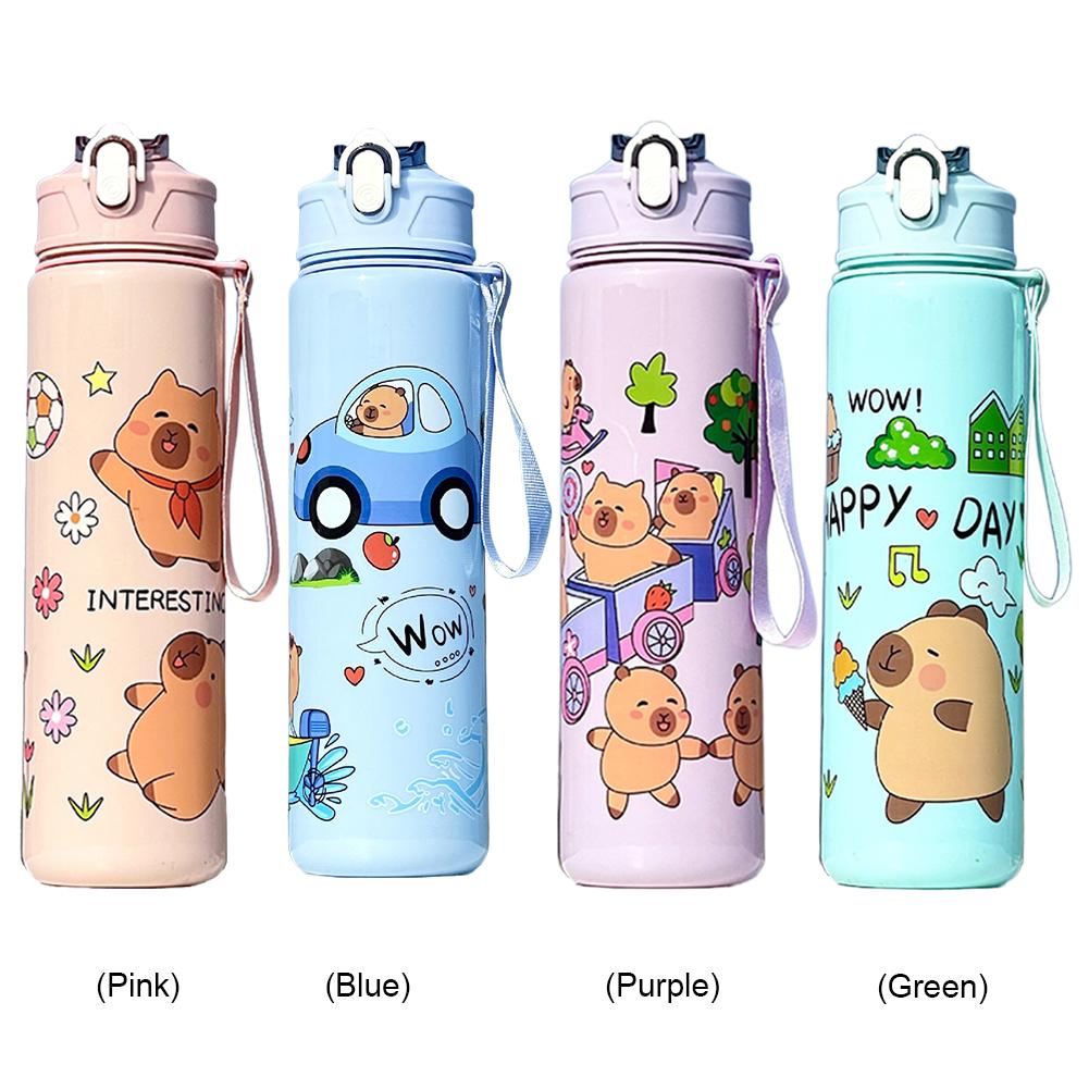 700ml Capybara Cute Water Cup with Straw & Handle Sports Water Bottle Large Capacity Travel Water Cup for Fitness Sports