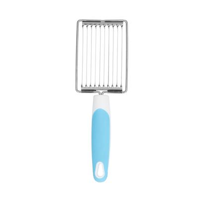 Stainless Steel Luncheon Meat Cutter Tomato Ham Fruit Slicing Tool with NonSlip Handle(Blue )