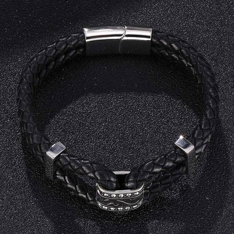 New High Quailty Jewelry Bracelet Bangle Genuine Leather Hand Chain Buckle Friendship Men Women Bracelet Gift