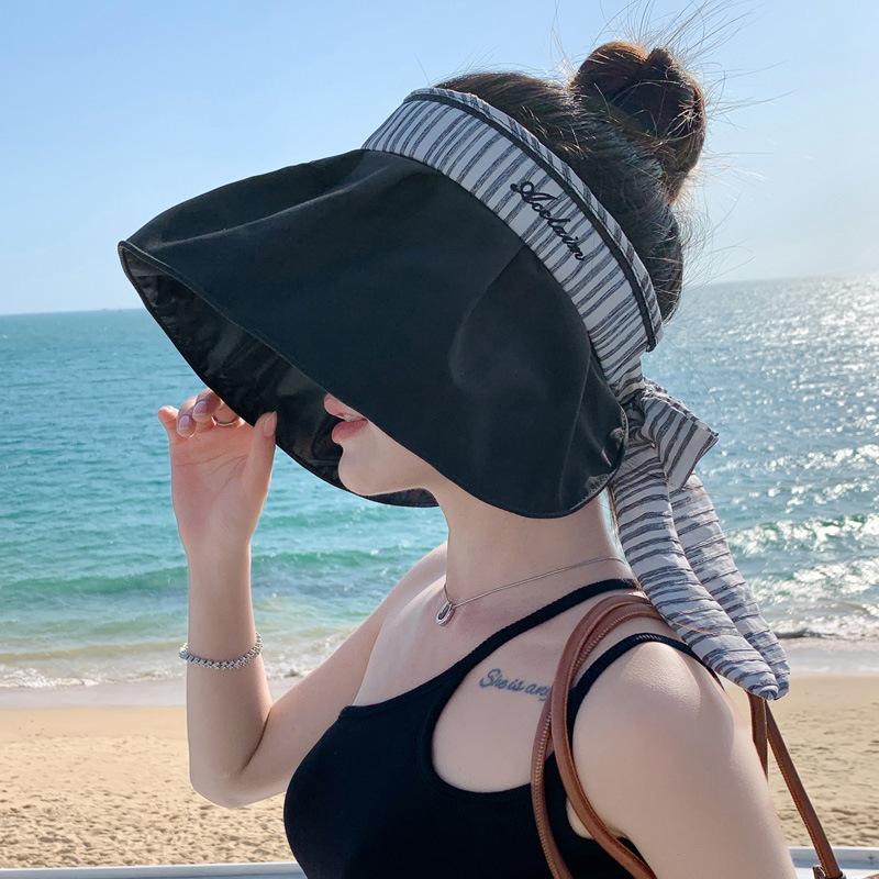 Summer hat women's high-end empty top shell hat seaside travel sun protection sun hat folding sun hat tide