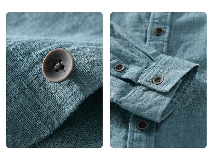 Men's Ramie Long-Sleeve Shirt - Spring/Autumn Casual Loose Fit, Youth Classic Style (Model 9798)