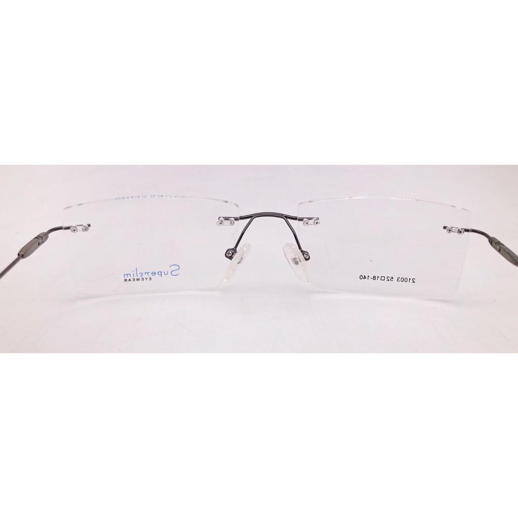 RSINC Rahmenlose Waffengrau Schwarzer Rahmen/Brille für Männer & Frauen Superdünn- (IB-18) M1 | 21003 52-18-140 (Gun Grey Schwarz) Gun Grey Black - 21003