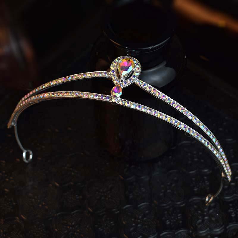 Super Fairy Like Bride Headwear Zircon Crystal Crown Colorful and Simple Princess Hepburn Style Hair Band Dress Accessories