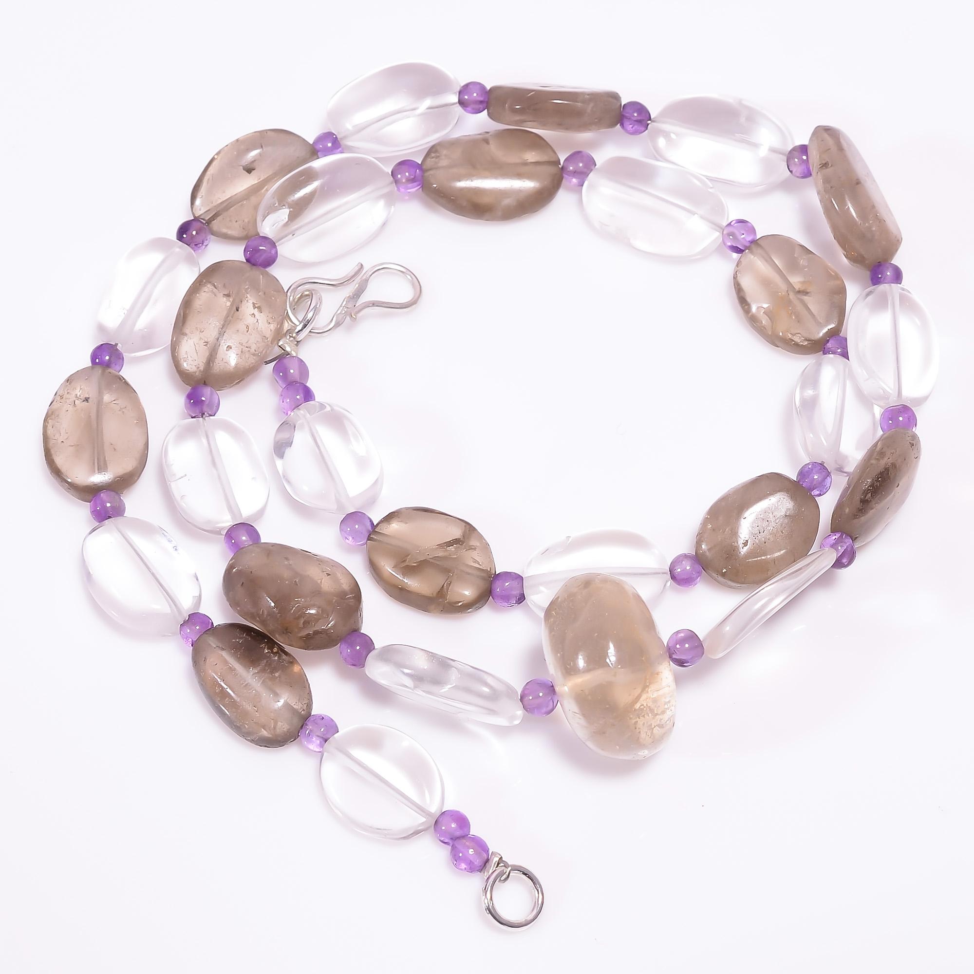 

Natural Smoky Quartz Crystal Amethyst Gemstone Beads Necklace 3-17 mm 18 UB7950 UB-7950