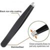 Professional Eyebrow Tweezers Set, 3 Pieces Stainless Steel Precision Tweezers for Plucking Eyebrows (Black)