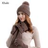 3Pcs/Set Warm Knitted Hat Touchscreen Scarf Cap Winter Scarf Gloves Set  Men Women