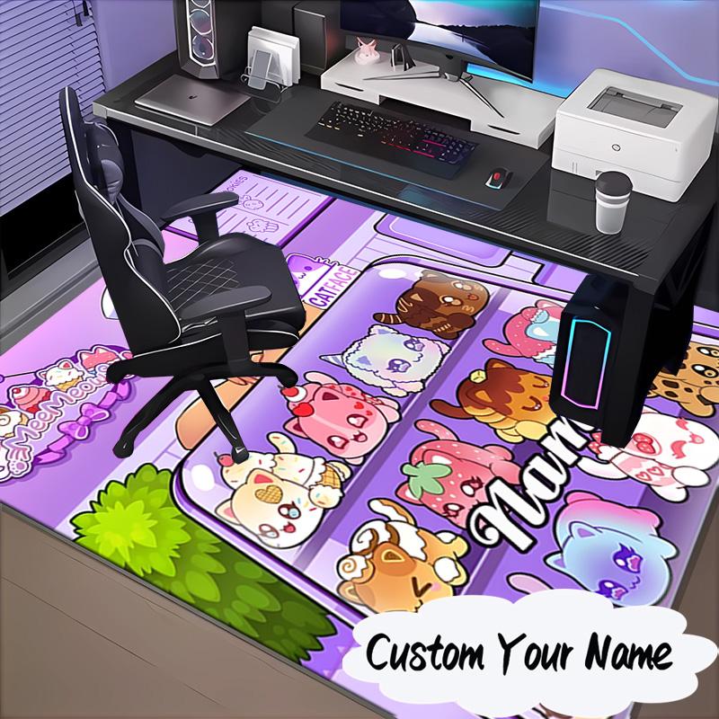 Custom Name Rainbow Aphmau Fantasy World Rug for Living Room, Game Rooms, Office, Bedroom, Floor Mat Playful Design, fan gifts Christmas decor