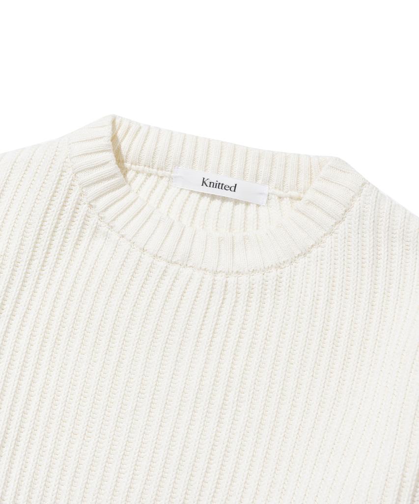 KNITTED Cotton Minimalist Round Knit Ivory