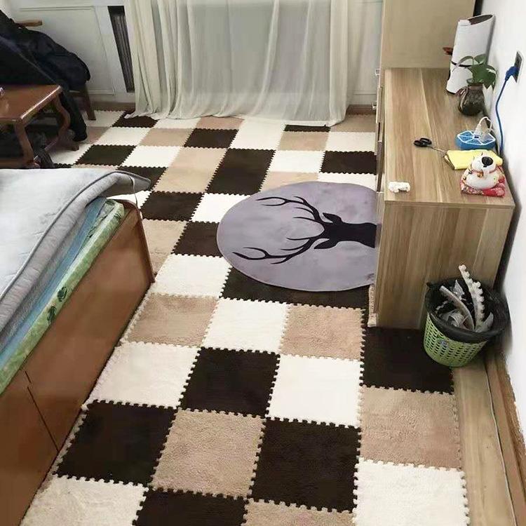 30*30cm Plush Eva Foam Spliced Thickened Floor Mat Floor Cushion Baby Crawl Mat Absorbent Dirt Resistant Jigsaw Non-slip Carpet