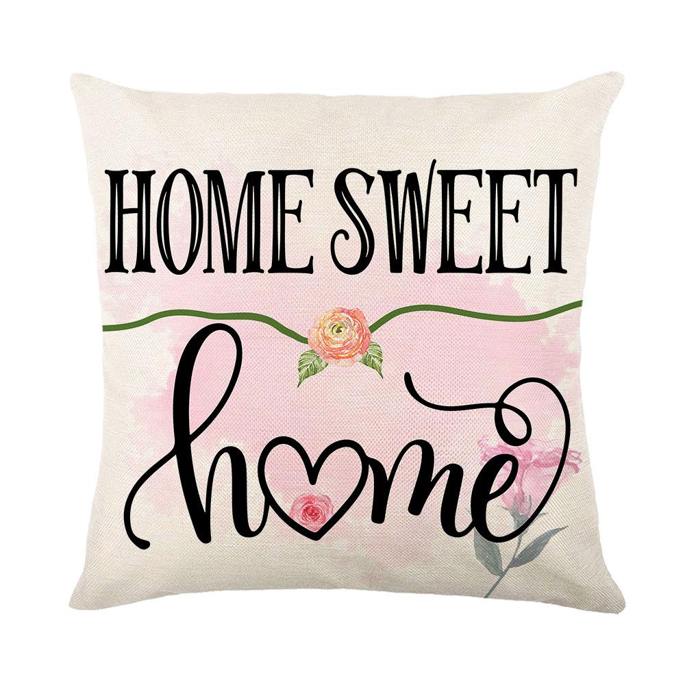 Watercolor Spring Plant Flower Pillow Cover Letter Flowers Home Cushion Cover Bedside Pillow Cover