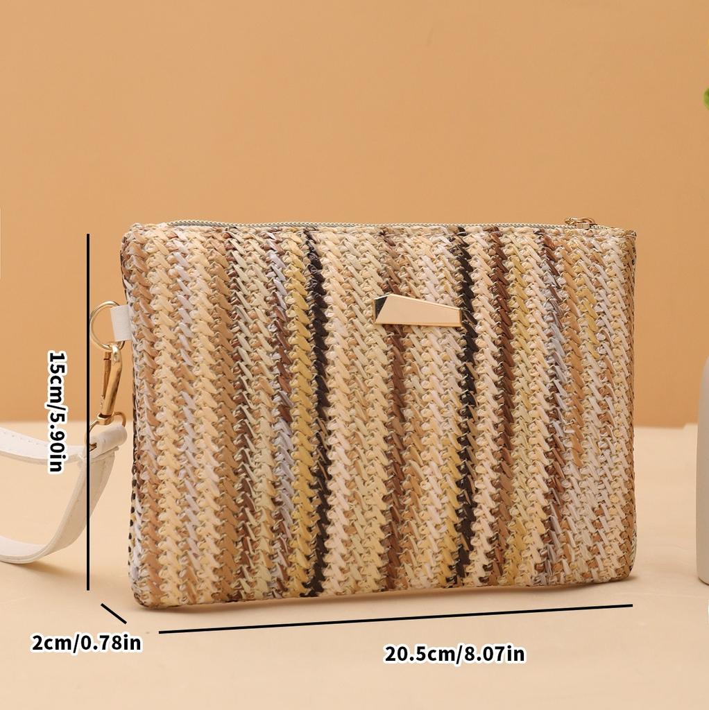 Damen Sommer Retro Stroh Woven Tasche Handtasche Mode Bunte Bohemian Woven Armband Tasche Strand Brieftasche Geld Tasche Clutch Geldbörse