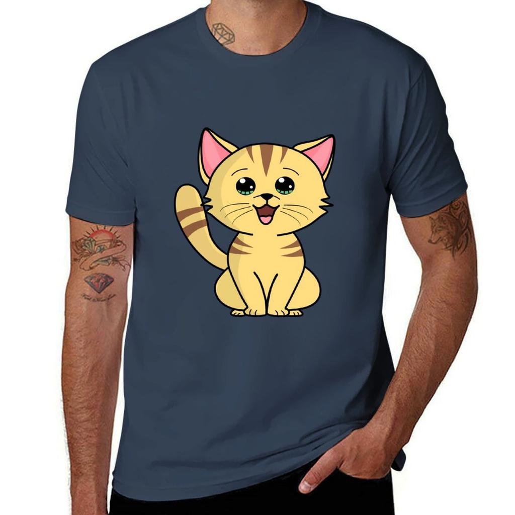 Adorable Little Cartoon Kitty Tshirt Work Outdoor Short Sleeve Tee