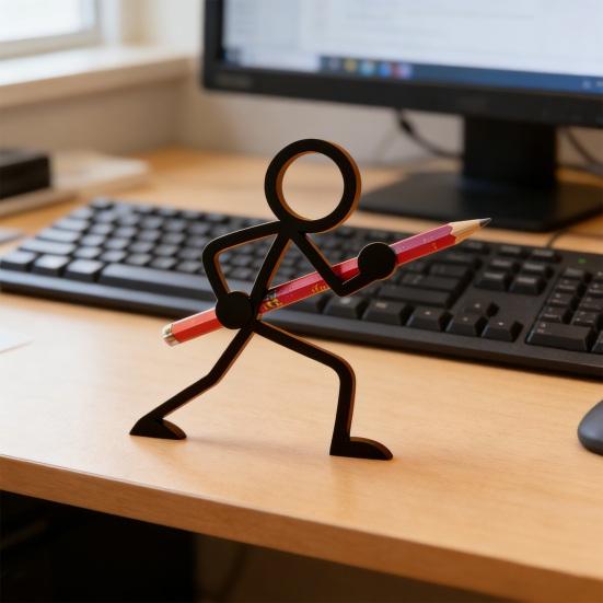 4Pcs 3D Printed Stickman Pen Holder Archer Sniper Swordsman Pencil Stand Home Office Desktop Decoration