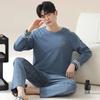 High Quality Cotton Fabric Pajamas Men Spring and Summer Long Sleeve Trousers Student Casual Sleepwear Loungewear