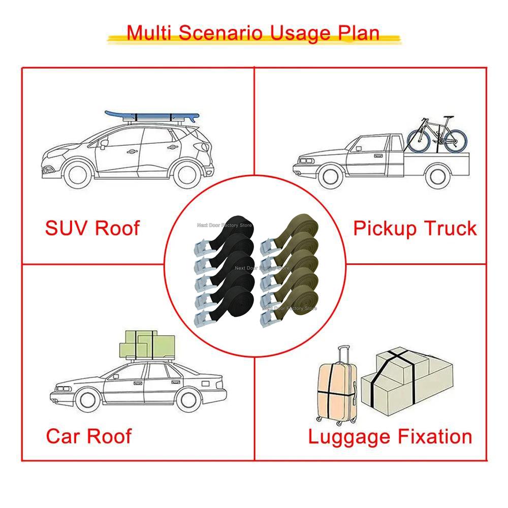 5pcs 1M Buckle Tie-Down Belt Cargo Straps For Car Motorcycle Bike With Metal Buckle Tow Rope Ratchet Belt for Luggage 2 Colors
