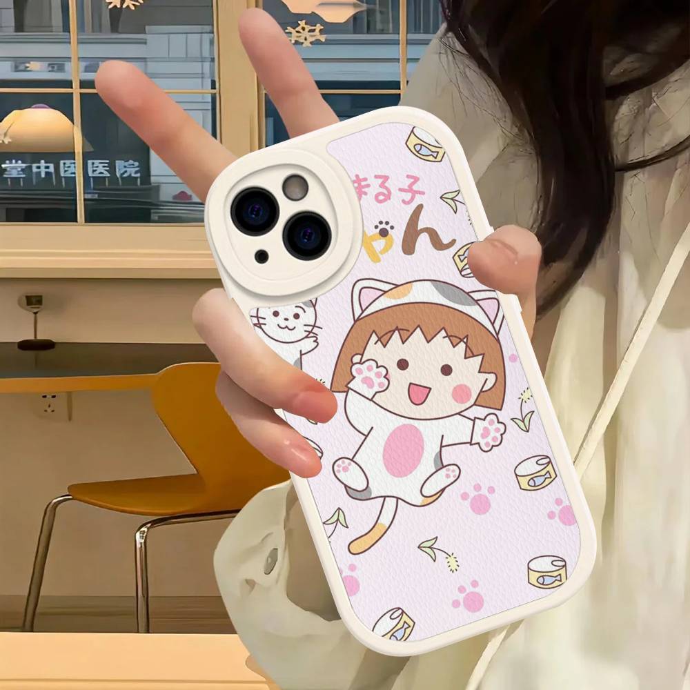 Anime Chibi Maruko Chan Phone Case For IPhone 16 15 14 13 12 11 Pro Max Plus Leather Cover