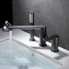 Tuqiu Gold Bathtub Faucet Widespread Gray Bathtub Sink Mixer Tap black Brass Bathroom Bath Shower Faucet with Hand shower Head
