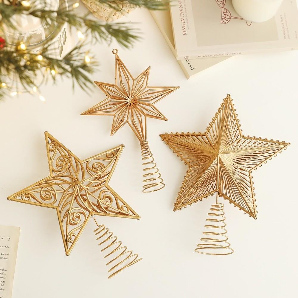New Gold Star Christmas Tree Top Star Hollow Out Plastic Iron Christmas Decorations Christmas Tree Decorations Home Party Decor
