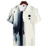 Camicia da Golf Estiva Stampata da Uomo Top a Maniche Corte con Bottoni Camicia Casual da Uomo