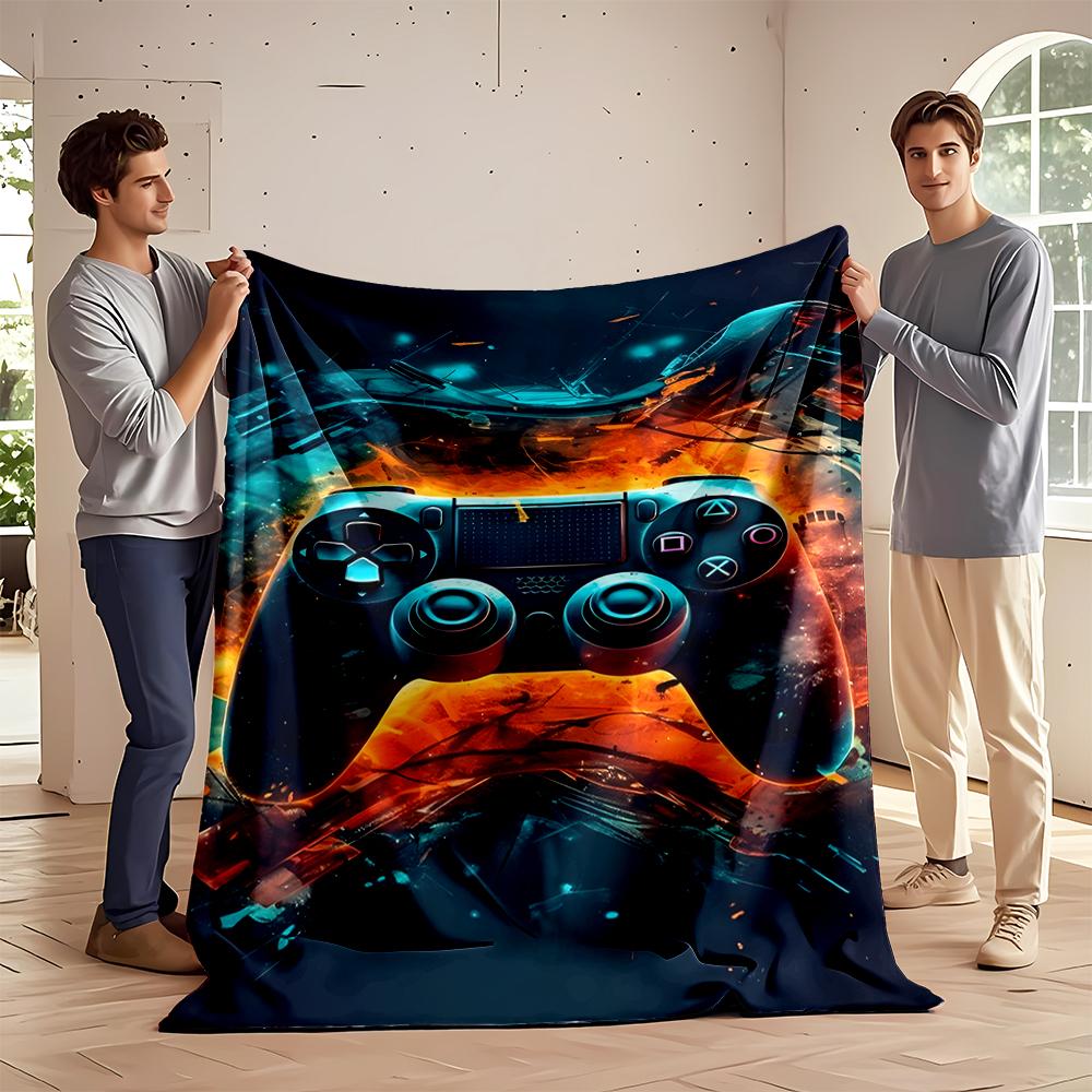 Gaming Controller In Fiery Abstract Design Flannel Blanket for Bedroom, Living Room, Sofa, and Nap Sofas