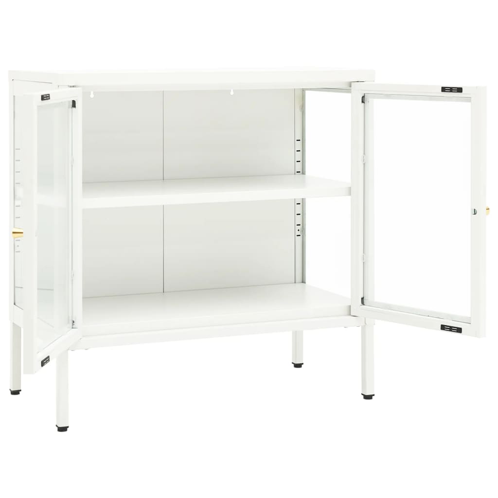 Sideboard White 70 x 35 x 70 cm Steel and Glass