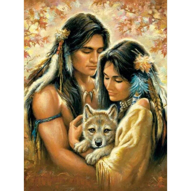 New 5D DIY Diamond Painting Tribe Diamond Embroidery Wolf Cross Stitch Full Round Drill Crafts Home Decor Manual Art Gift