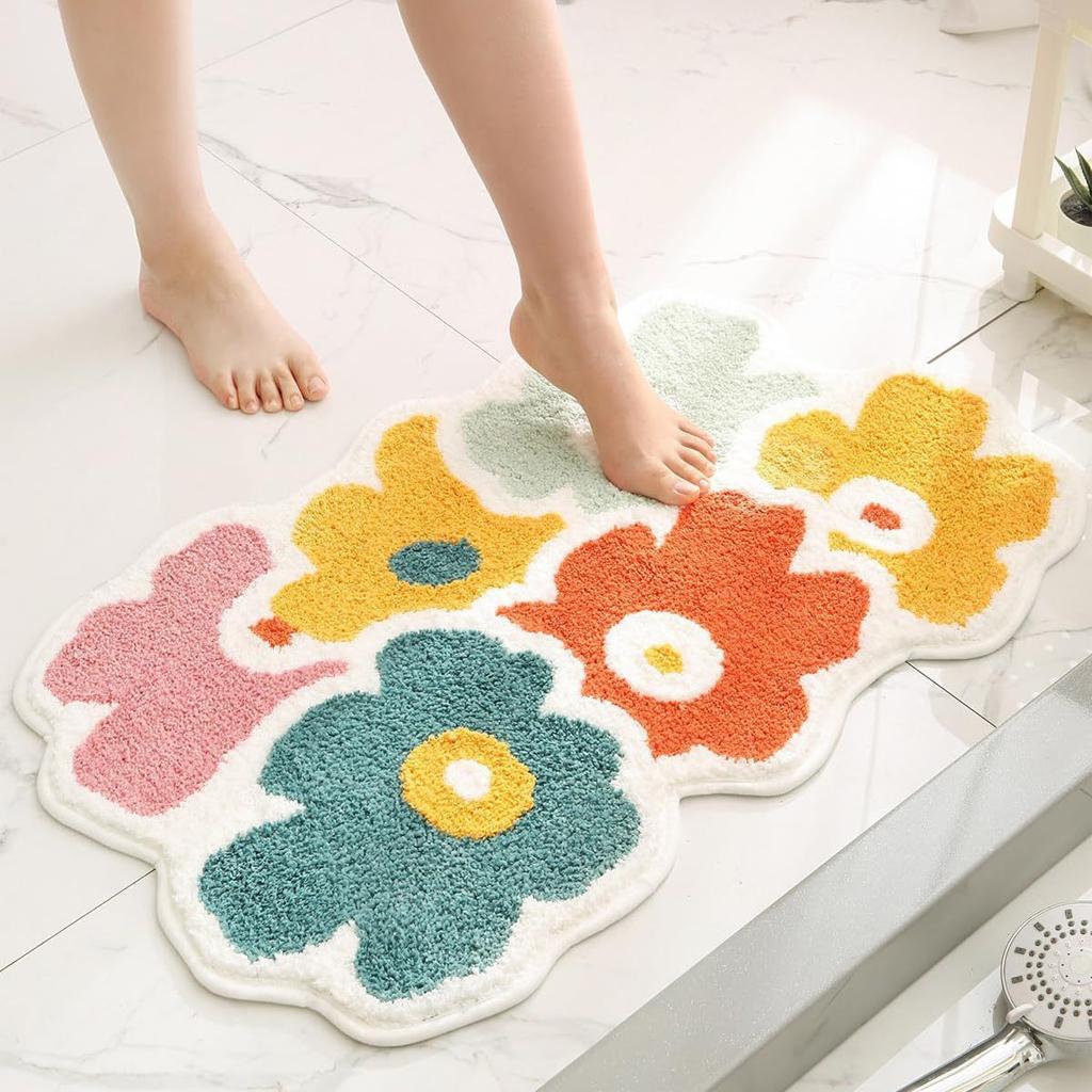 Small Fresh Special-shaped Flower Cashmere Floor Mat, Bathroom Water-absorbing and Dirt-resistant Foot Pad, Entrance Wear-resistant Foot Pad