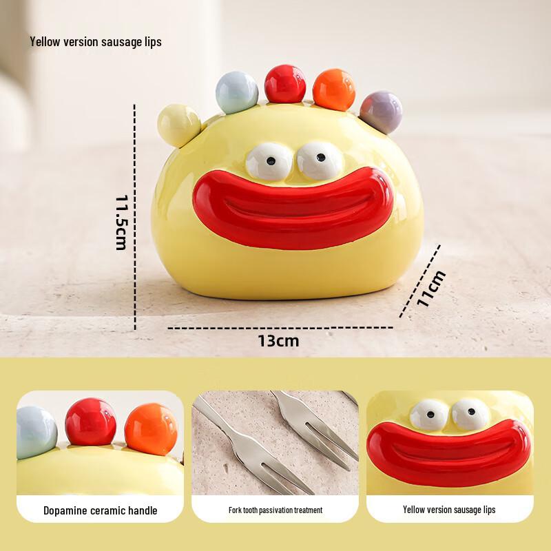 Süßes Dopamin Keramik Obstgabel Set mit Vorratsglas