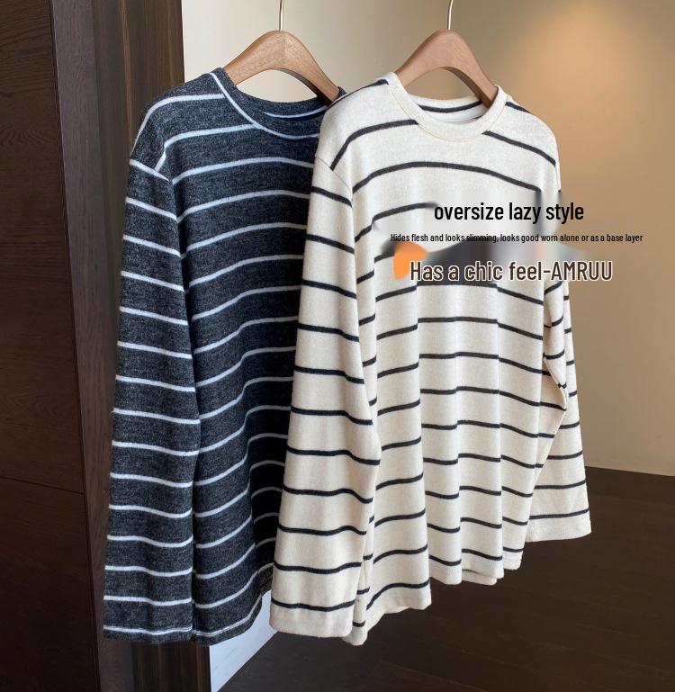 Women's Loose Striped Long-Sleeve T-Shirt: Flattering and Stylish Base Layer for Autumn/Winter 2025