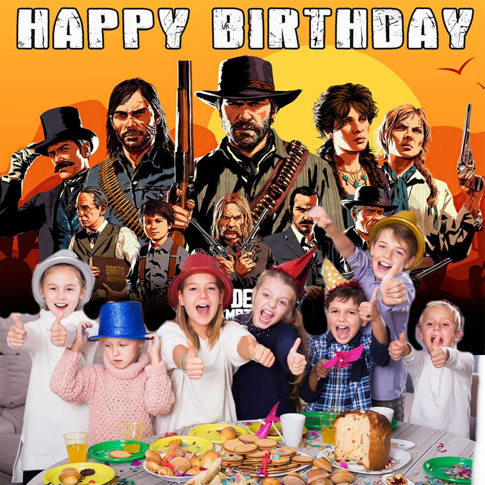 44. Red Dead Redemption Party Decorations Backdrop Banner Poster Birthday Gift
