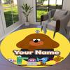 Hey Duggee Custom Name Round Area Rug,Carpet Rug for Living Room Bedroom Sofa Playroom Decor,Non-slip Floor Mat