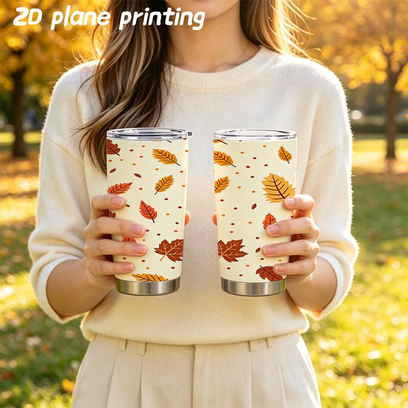 Car Tumbler 591ml Autumn maple leaf elements Straw Cup Metal Drink Mug Leakproof Tumbler Stainless Steel Tumbler Coffee Tumbler