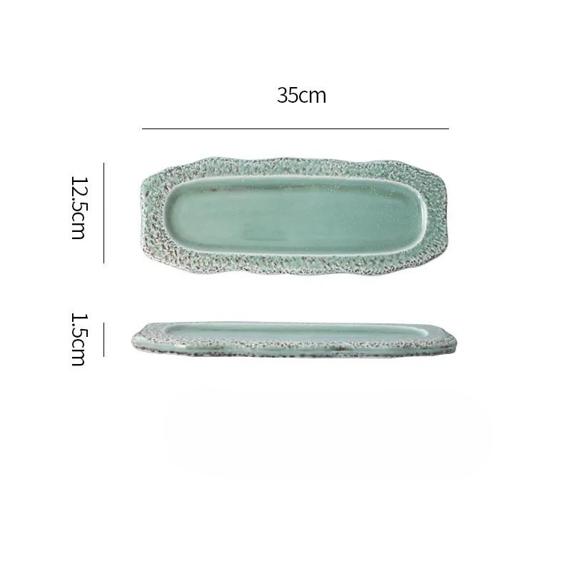 1PC Retro hotel restaurant family sushi plates, long pastry plates, long square sashimi tableware