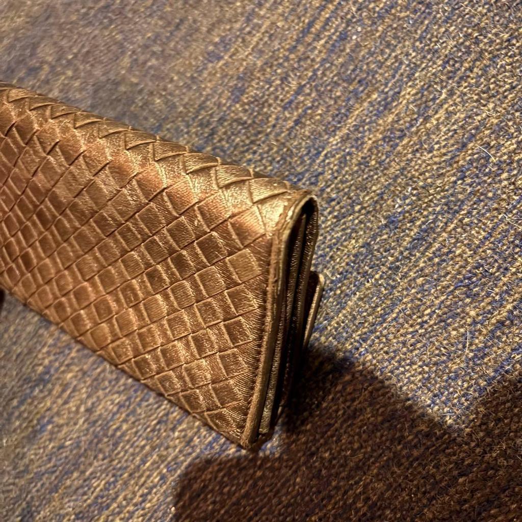 Used BOTTEGA VENETA Intrecciato Long Wallet Brown Gold