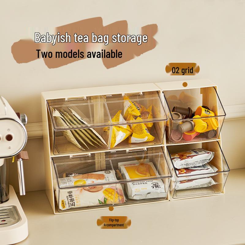 Tea Bag & Lip Glaze Organizer: Dustproof Desktop Storage Box for Office or Pantry