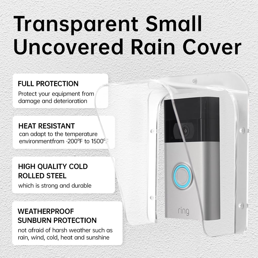 Doorbell Rain Cover Weatherproof Compatible for Ring/Blink/Google Nest Video Doorbell, Large Acrylic Doorbell Cover Protector for Outside Camera