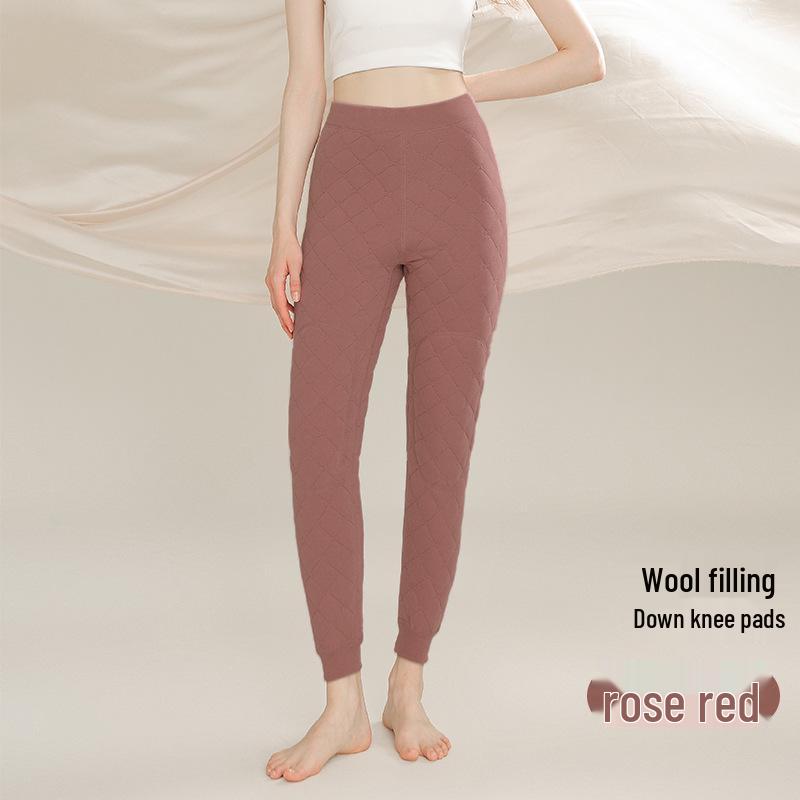 Women's 100% Wool Quilted Warm Pants, Plus Velvet, Thickened for -20°C Winter, Ideal for Knee and Waist In Northeast China.