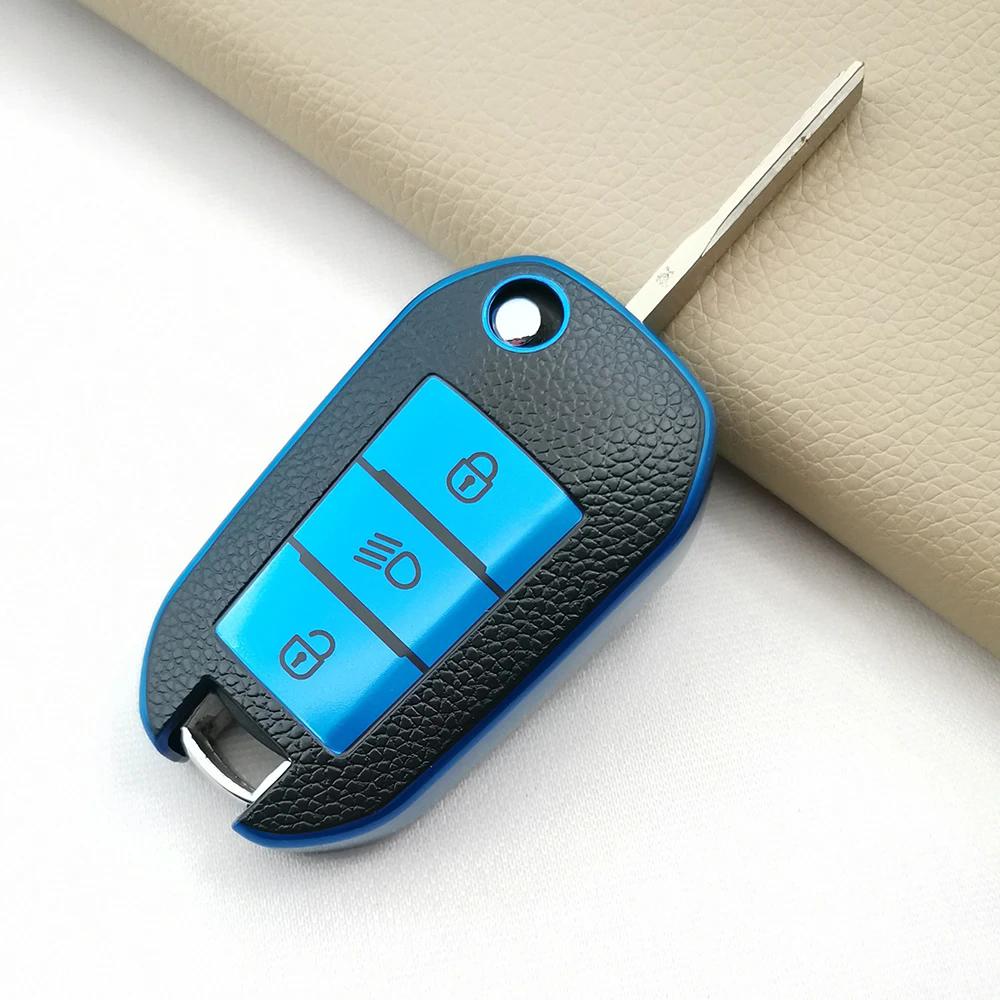 Tpu Car Flip Key Case Cover Shell Accessories For Peugeot 208 308 408 508 2008 3008 4008 5008 For Citroen C3 C4 Cactus C6 C8