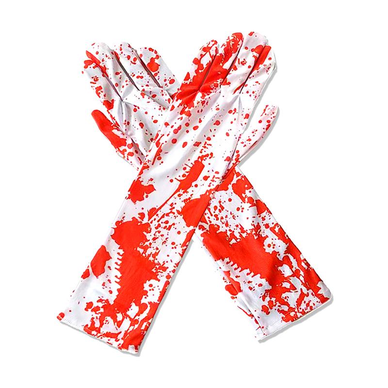 WTEMPO Halloween Long Gloves Party Decoration Blood Stained Printed Gloves Cosplay Ball Decoration Props