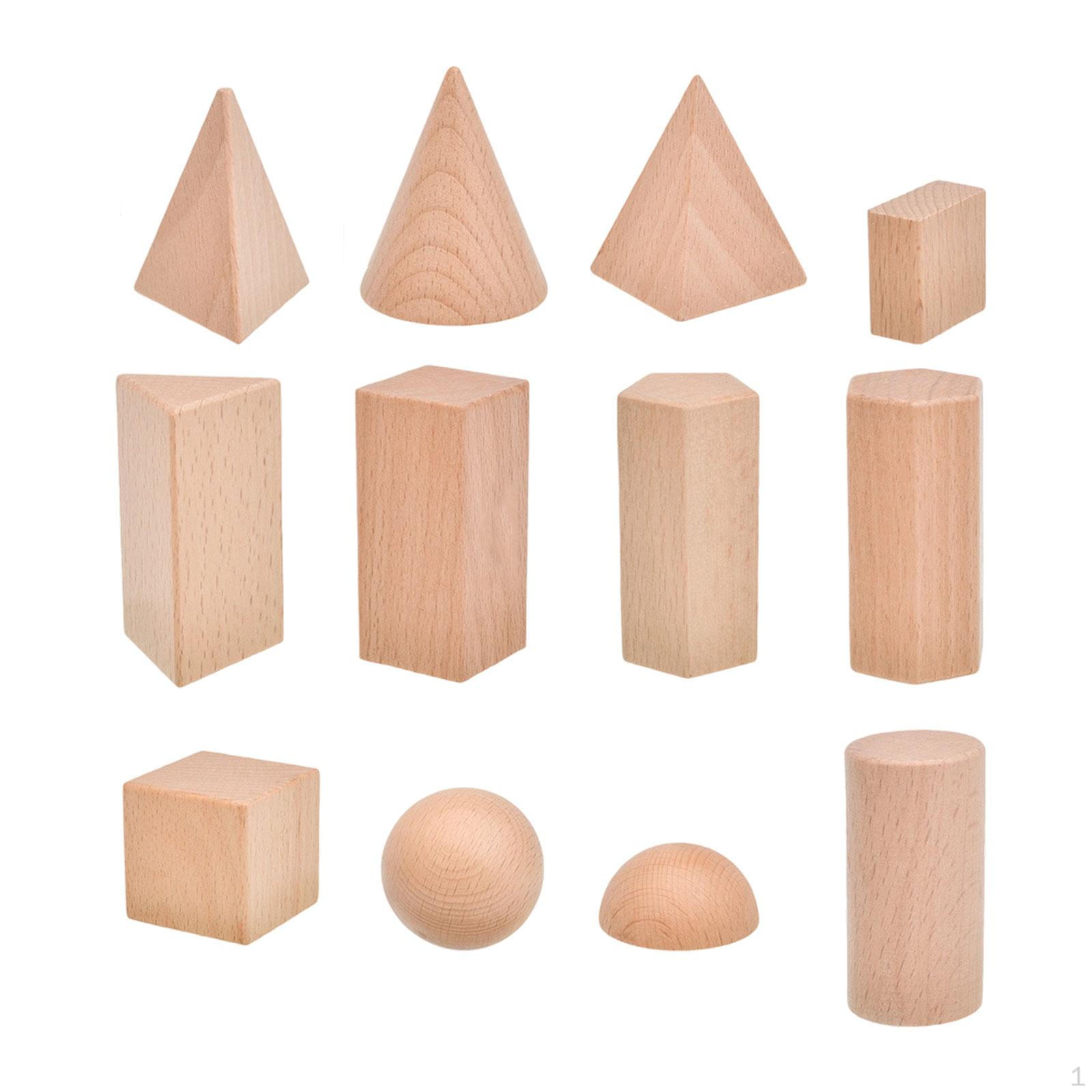 

12x 3D Shapes Geometric Solids Educational Elementary Home School Supplies GEO Blocks