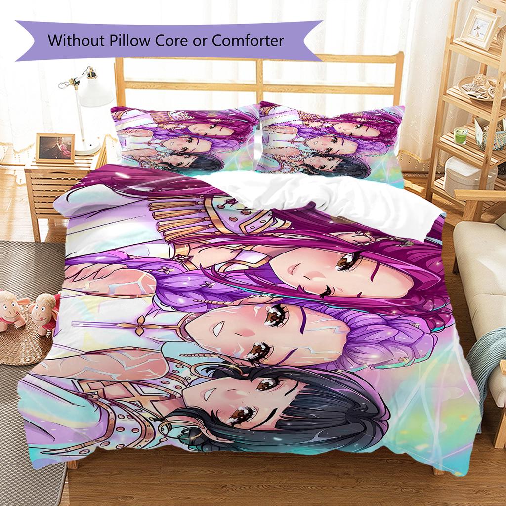 Kpop Dämonenjäger Muster Bettwäsche, Steppbett Set Steppbettbezug Kissenbezug Zuhause Geburtstagsgeschenk (1 Bettbezug + 2 Kissenbezüge, ohne Füllung)